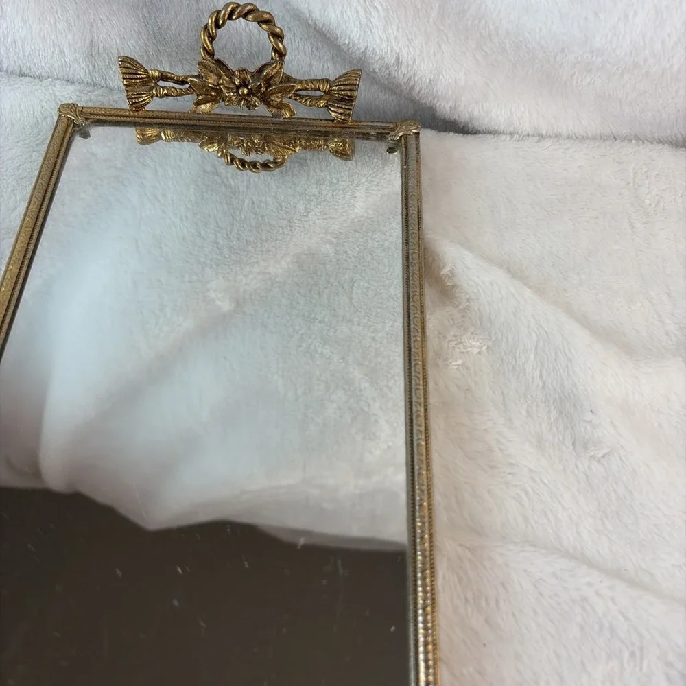 Vtg 60s Gold Ormolu Mirrored Vanity Tray 6x18